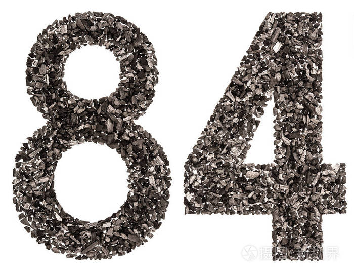 阿拉伯数字 84, 八十四, 从黑色的天然木炭, 我