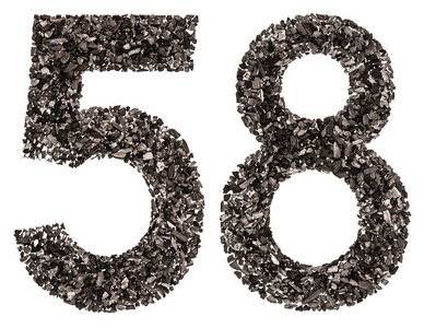 阿拉伯数字 58, 五十八, 从黑色的天然木炭, 我照片
