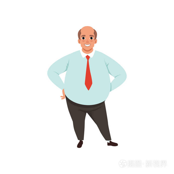 肥胖成年男子与光头.