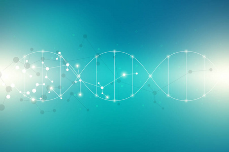 抽象分子背景, 基因和化合物, 连接线与点, 医学, 技术和科学概念, 例证