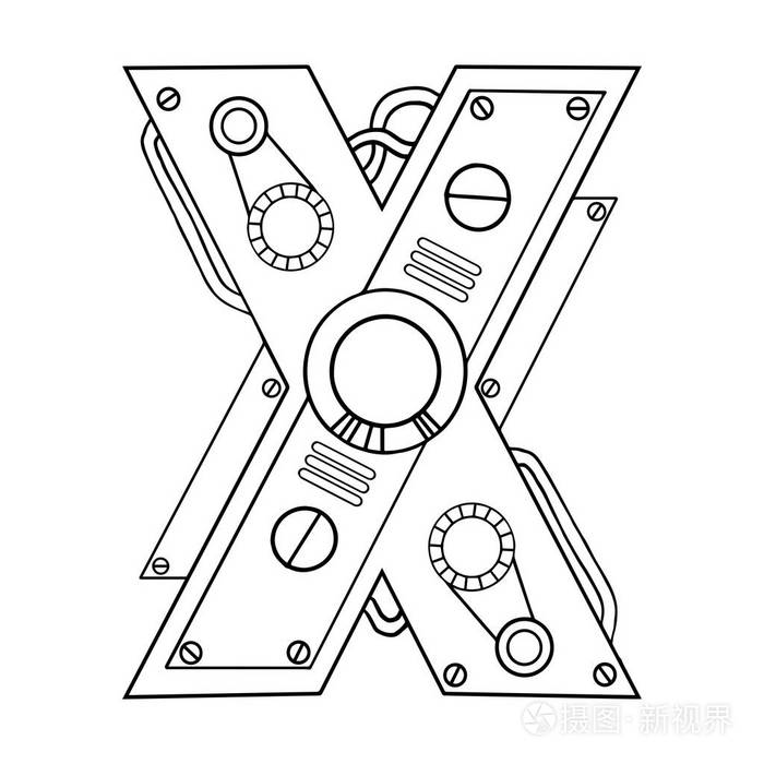 机械字母 x 雕刻矢量插图插画-正版商用图片10rwow-摄图新视界