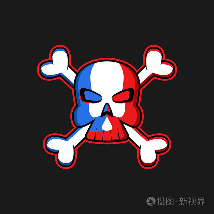 快乐罗杰标志头骨与骷髅, 威胁标志海盗旗, t-shirt 打印或纹身徽章