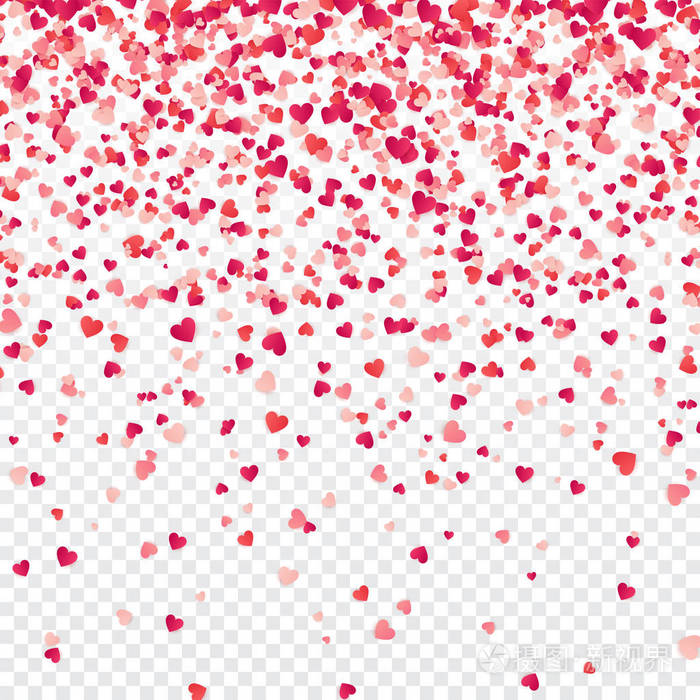 心脏五彩纸屑 情人节 妇女 母亲节的背景下 红色和粉红色的纸心 花瓣 结婚贺卡 2月14日 爱 透明背景 插画 正版商用图片10rzbd 摄图新视界