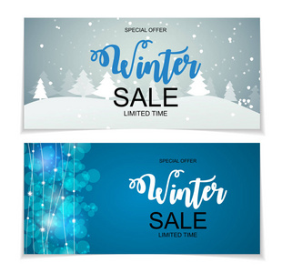 冬季销售背景特别提供商业和广告的横幅背景。矢量插图