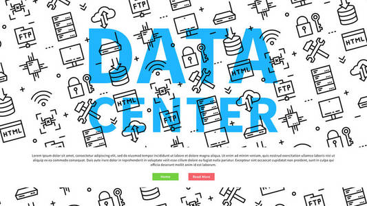 数据服务器中心网站页面矢量图示