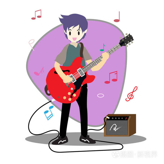 小男孩弹钢琴快乐爱情音乐背景人物设计插图矢量卡通风格