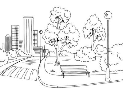 街道道路图形黑白城市景观图形插图照片