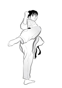 空手道踢腿姿势/日本文化矢量材料照片