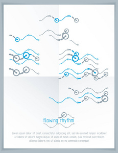 抽象波浪线节奏模式，用于图形和网页设计。 矢量技术传单模板。