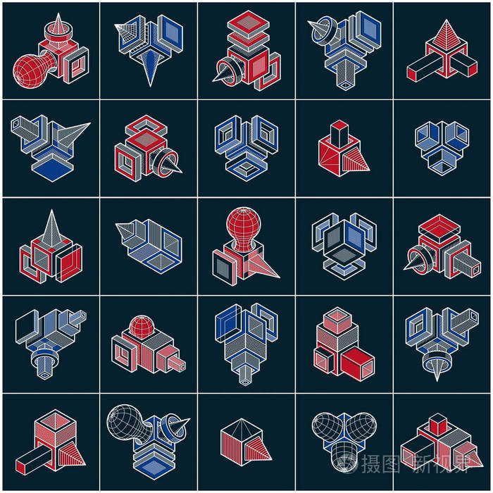 矢量集合抽象不同维度的几何形状