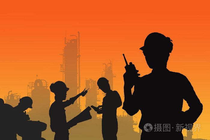石油化工,工业,工业,工业,工业等行业的工人剪影