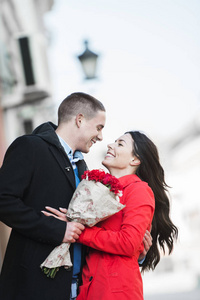  Cute, young, romantic couple outdoors