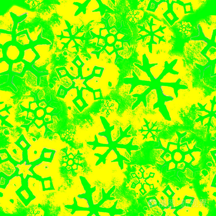 无缝雪花冬纹 圣诞手画水彩飘落的雪花 可爱的雪可重复的背景 纺织 包装 面料印花照片 正版商用图片10sayc 摄图新视界