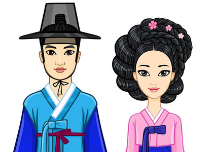 韩国女人卡通图片