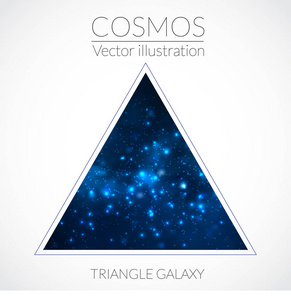 空间向量三角形式与星。宇宙插图。彩色宇宙背景与明星 claster