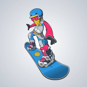 多彩男性角色滑雪板矢量插图照片