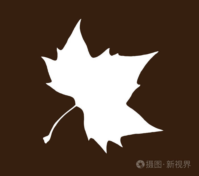 棕色背景枫叶的白色形状