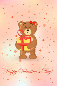 泰迪熊贺卡快乐情人节