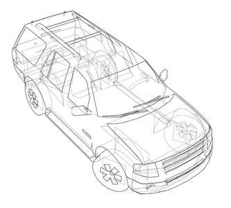 汽车越野车图纸轮廓.矢量照片