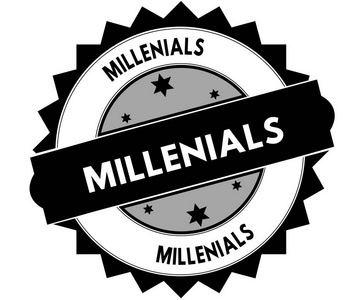 带有 Millenials 文本的黑色圆形图章