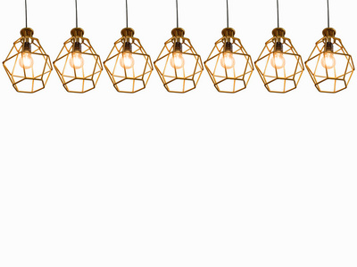 老式笼式创意灯泡，现代风格，家庭或餐厅装饰。 室内灯光设计理念。