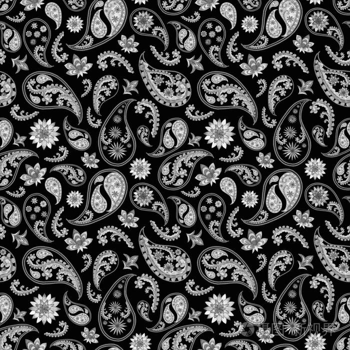 黑色和白色佩斯利图案