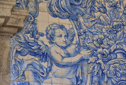 典型的旧瓷砖的葡萄牙，详细的经典陶瓷地砖 azulejo