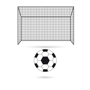 足球门, 球, 黑色白色背景的图标