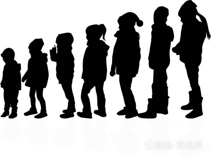 儿童黑色剪影