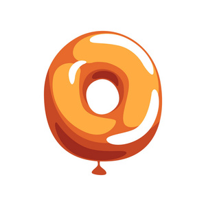 橙色字母 o 从英文字母表的形状有光泽的气球.卡通字体.有趣的教育.