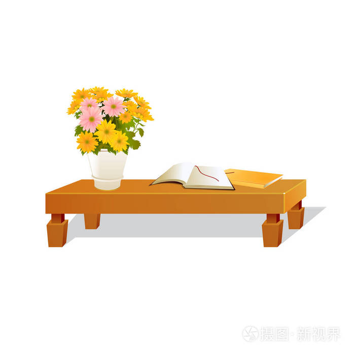 带桌椅的独立花瓶的插图插画-正版商用图片10ta29-摄图新视界