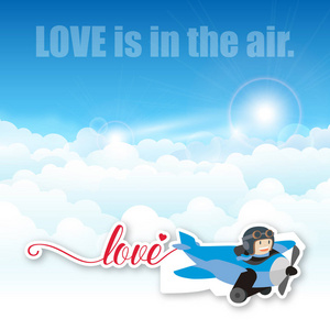 情人节飞机爱是在空气矢量图像