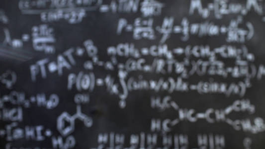 化学和数学方程式墙室背景焦图片