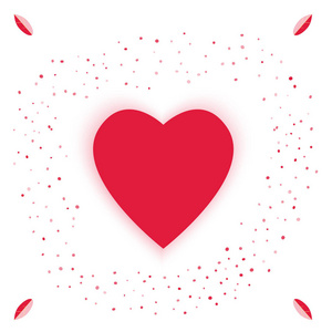 快乐情人节贺卡封面传单的概念。带有颗粒和简单心形的矢量插图