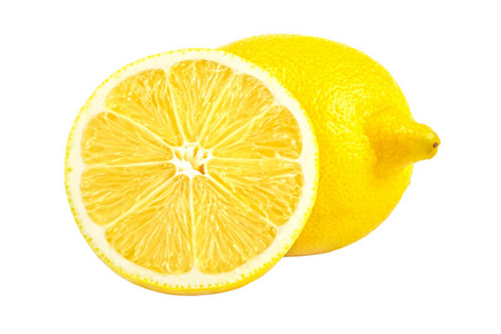 黄色柠檬上白色隔离