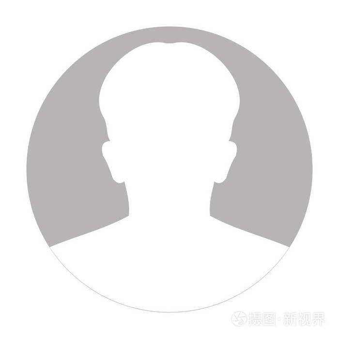 配置文件匿名面图标灰色剪影人男性默认头像照片占位符在白色背景上