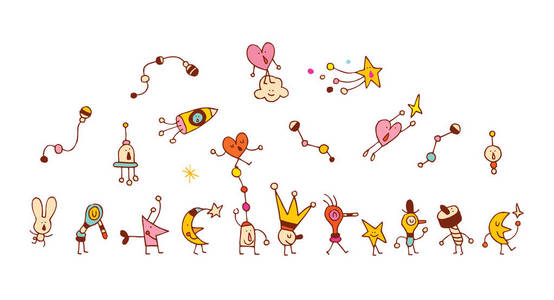 有趣的小卡通人物无缝图案内衬笔记本纸背景