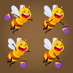 蜂蜜和蜜蜂的性格。蜂蜜矢量