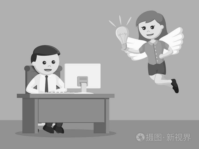 女性商业天使提供想法黑白风格插画 正版商用图片10tr4c 摄图新视界