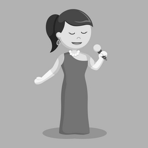 女歌剧歌手插画设计黑白风格