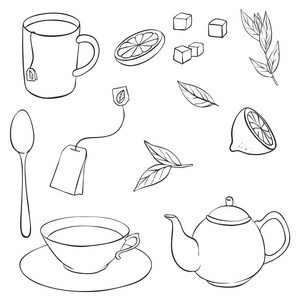 茶具手绘图片
