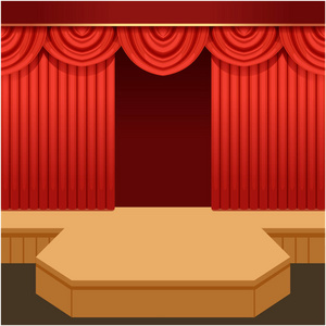 打开红色帷幕舞台幕布图片