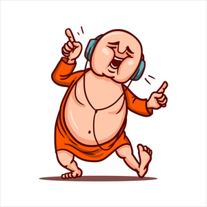 卡通矢量插图.街头艺术作品或带有滑稽角色的贴纸.