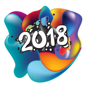 2018年新年快乐贺卡，色彩缤纷，背景缤纷