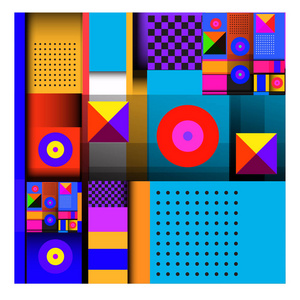 时尚的几何元素孟菲斯五颜六色和发光的设计。 复古90年代风格纹理图案和元素。 现代抽象背景设计和封面模板。