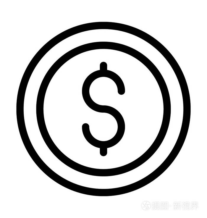 美元硬币平面矢量图标