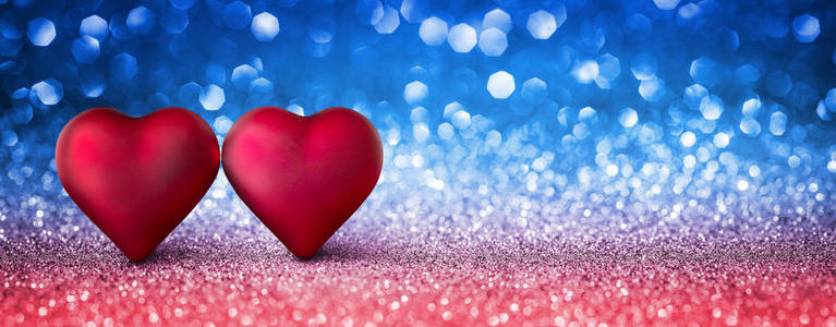 红色闪亮的心图片