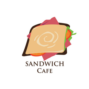矢量标志三明治咖啡馆和餐厅