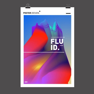 彩色抽象液体和液体海报和封面设计。 最小几何图案梯度背景。 矢量。