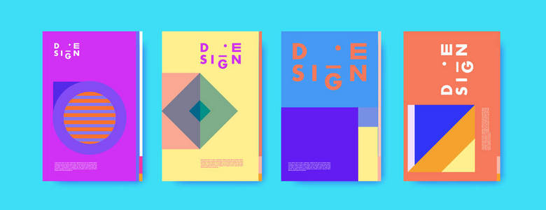 极简矢量覆盖设计集。 酷的几何梯度形状。 未来主义海报模板。